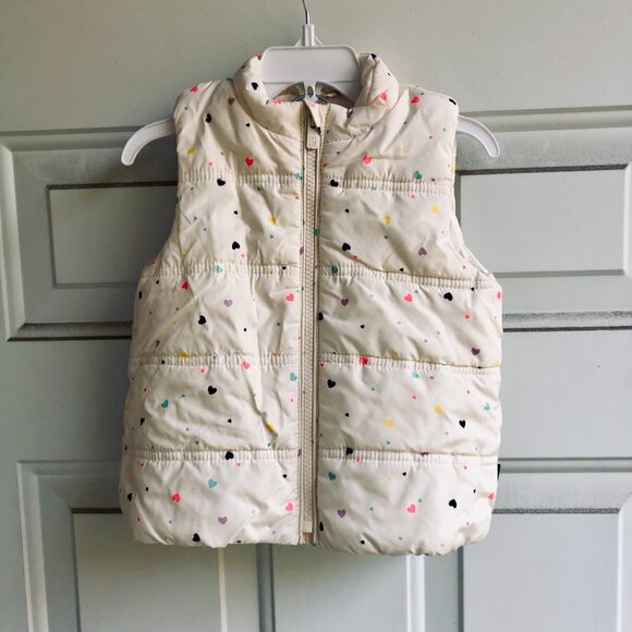 ❄️ [KID 2T] Baby GAP Puffer White Heart Vest COLDCONTROL Sleeveless Jacket Girl - Picture 2 of 7